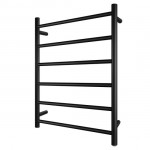 Aqua Matte Black Round 6 Bars Heated Towel Rail